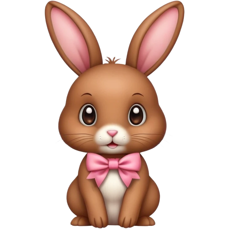 Cute brown sitting bunny with a bow emoji