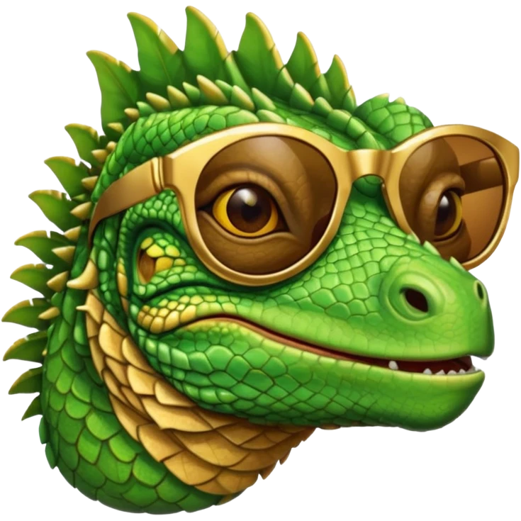 iguana head with golden sunglasses emoji