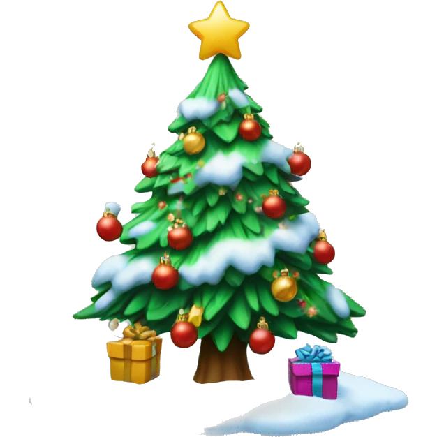 Christmas tree with snow and presents  emoji