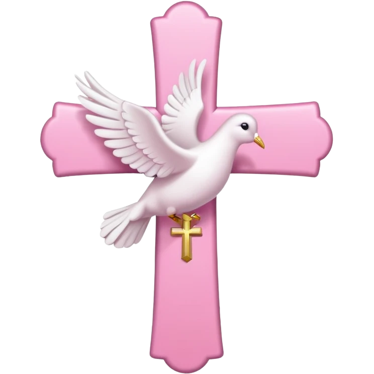 Pink and white simple holy cross with a dove  emoji