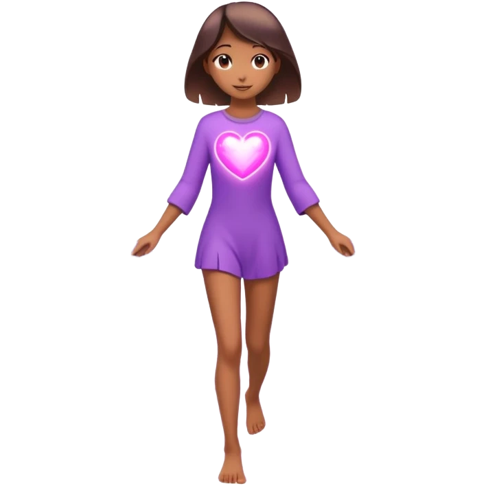 
A small figure walks across a glowing bridge, holding soft pink and purple orbs in each hand—symbolizing compassion and forgiveness. A gentle heart aura trails behind them, showing healing in motion. emoji