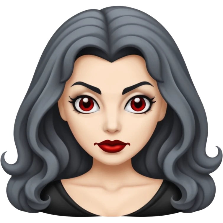 vampira com a cor de pele cinza, cabelo ondulados emoji