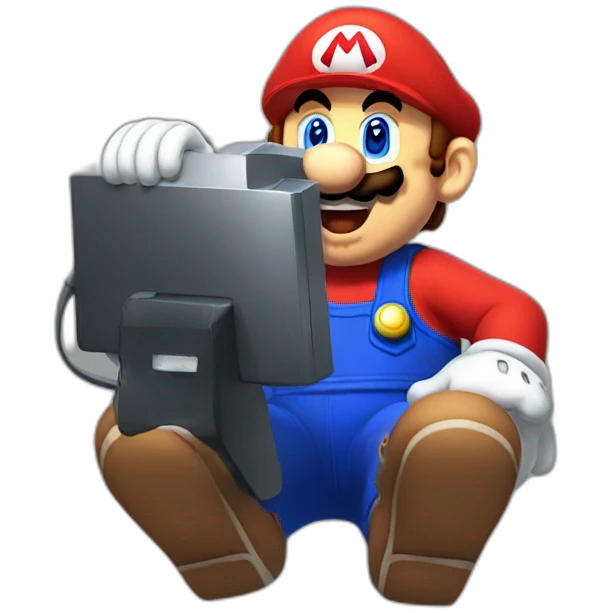 Mario playing a game emoji