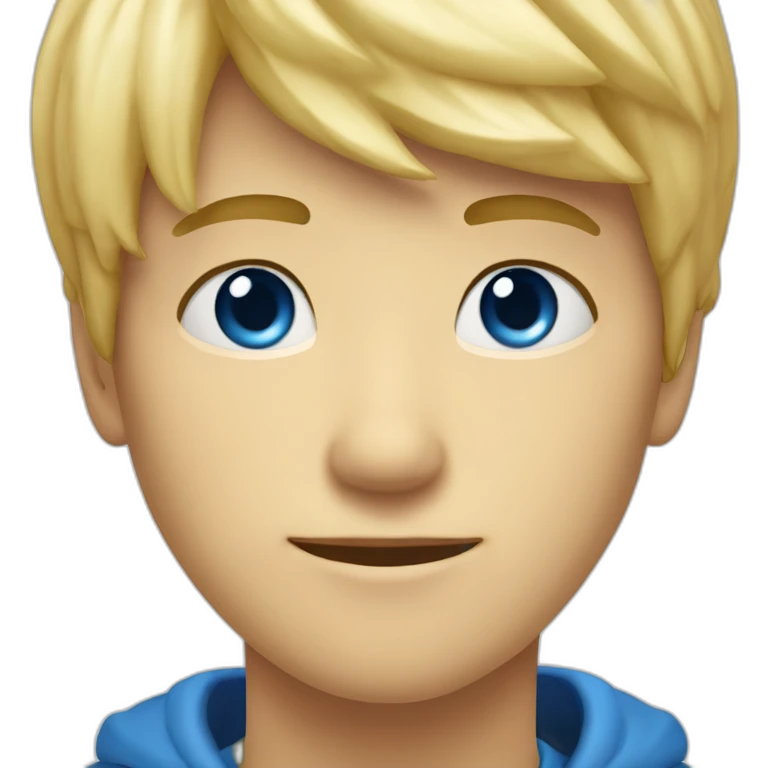 Un jeune homme blond de 13 ans avec les yeux bleus emoji