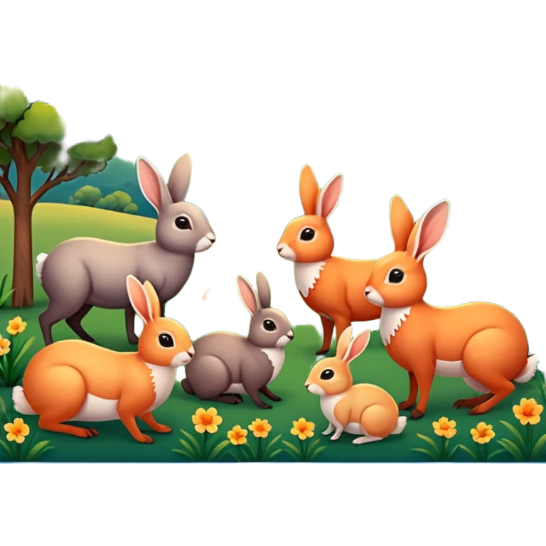 atardecer naturaleza con animales emoji