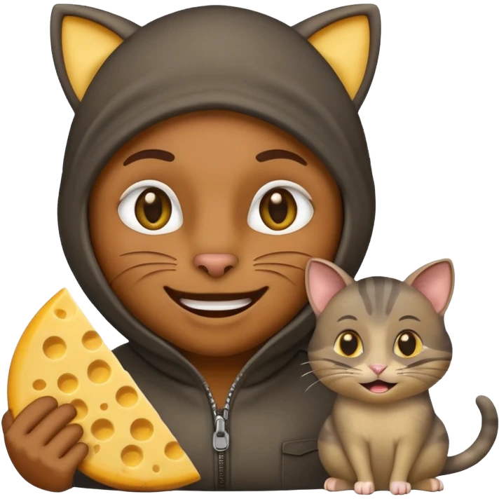 robber emoji with money cheese cat with rat emoji