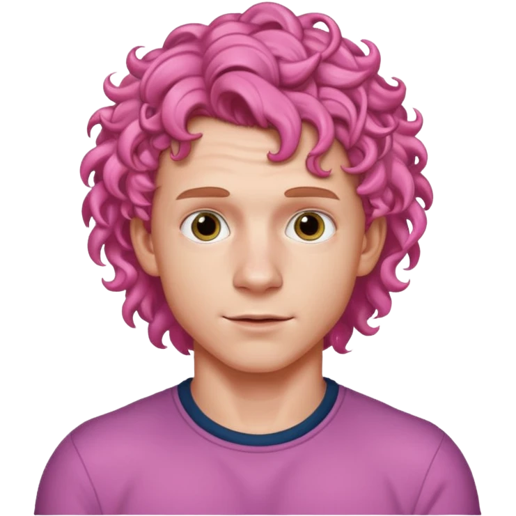 tom holland with pink curly hair emoji