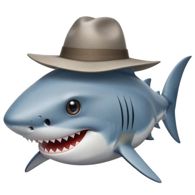 Requin avec un chapeau emoji