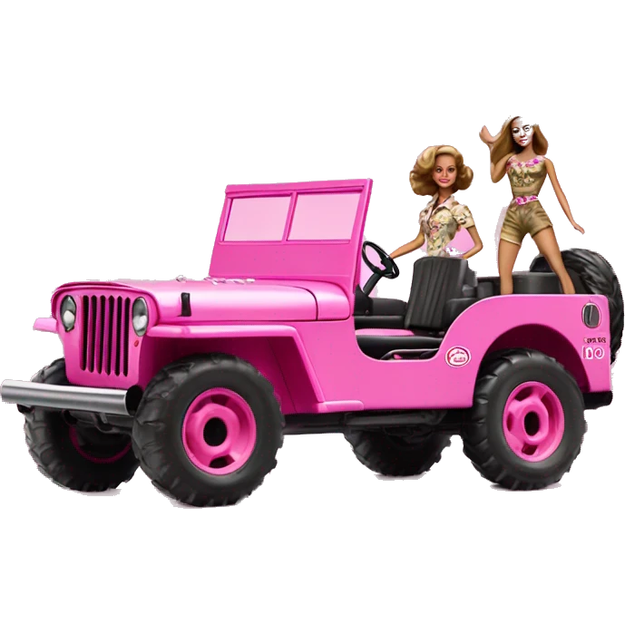 Premium Barbie jungle tour 1941 Willy’s pink jeep  emoji