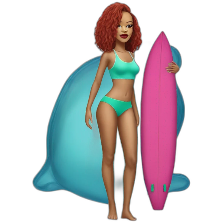 rihanna wearing a swimming trunks hyperrealistic emoji