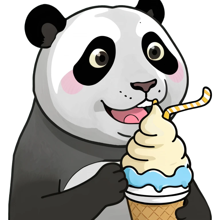 Panda eating ice cream emoji