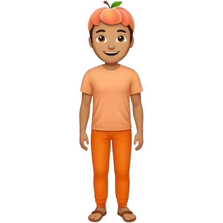 Excited pursed lip full body man emoji with a large peach where there waist would usually be emoji