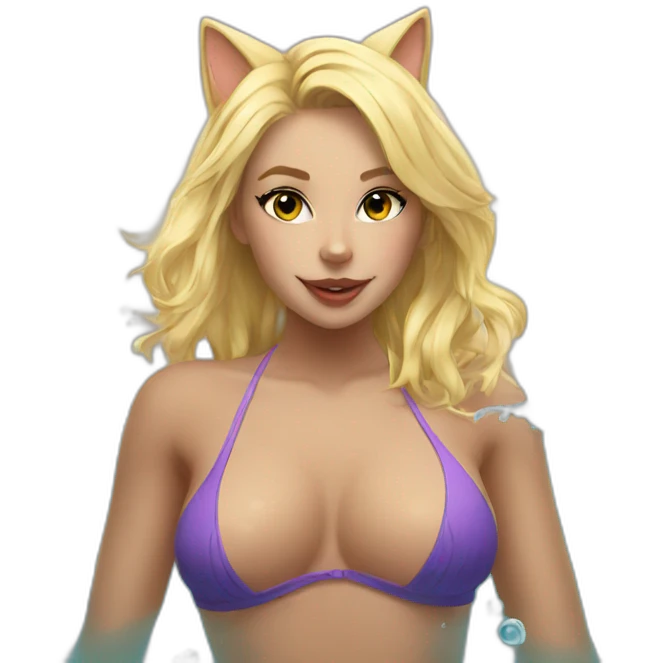 hot catgirl blonde swim emoji