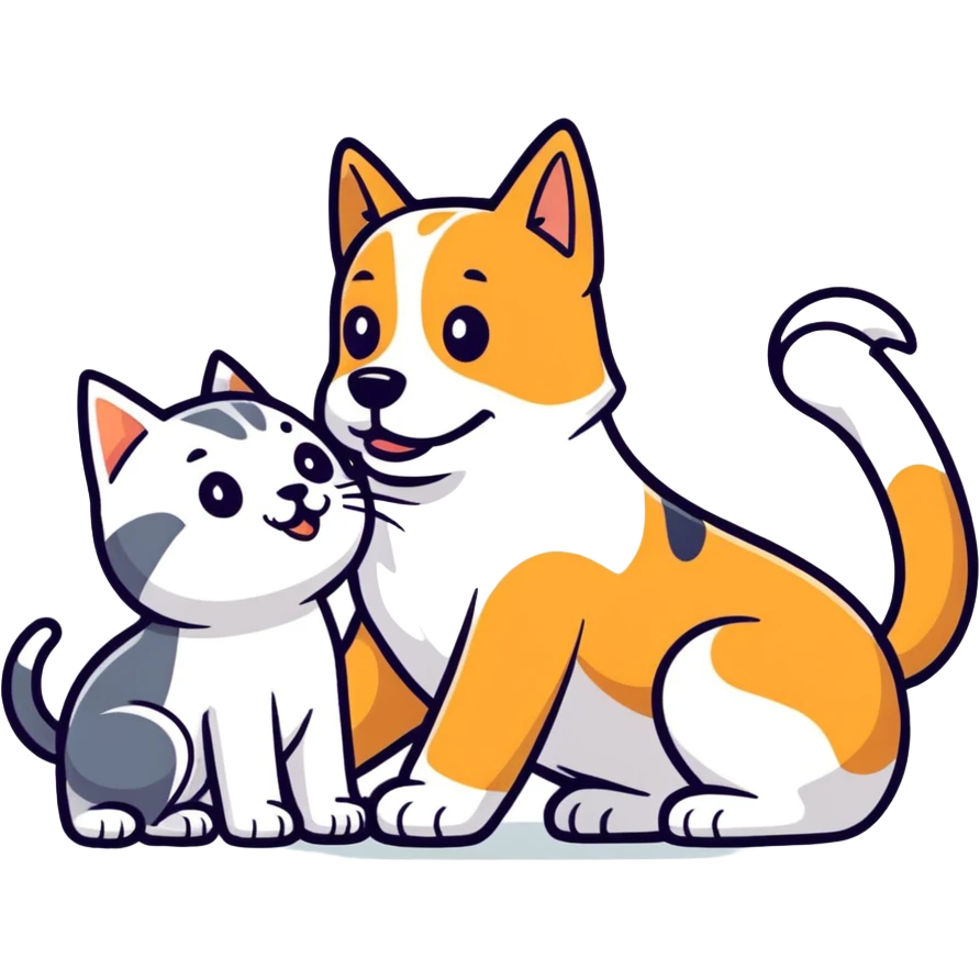 A dog play with a cat. emoji