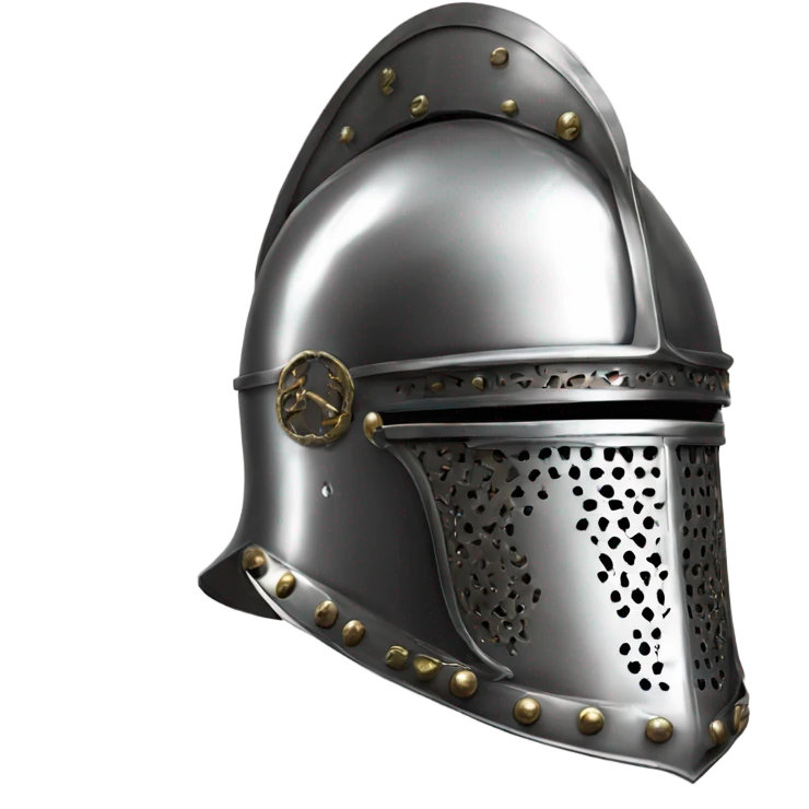 ornate french steel armet helmet chrome emoji