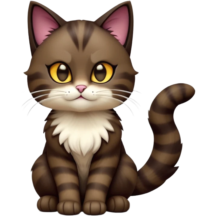 cinematic-[showshoe cat]-realistic-full-body-sitting-emoji,-tail-curled-playfully-around-its-paws,-head-tilted-dramatically,-fluffy-[dark brown mask]-fur,-simplified-yet-realistic-focused-features,-highly-detailed,-glowing-with-an-almost-sarcastic-glow emoji