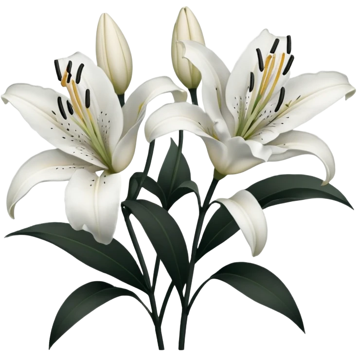 black and white lillies outline emoji