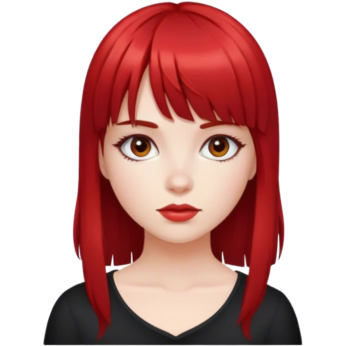 girl with black and red hair with bangs emoji