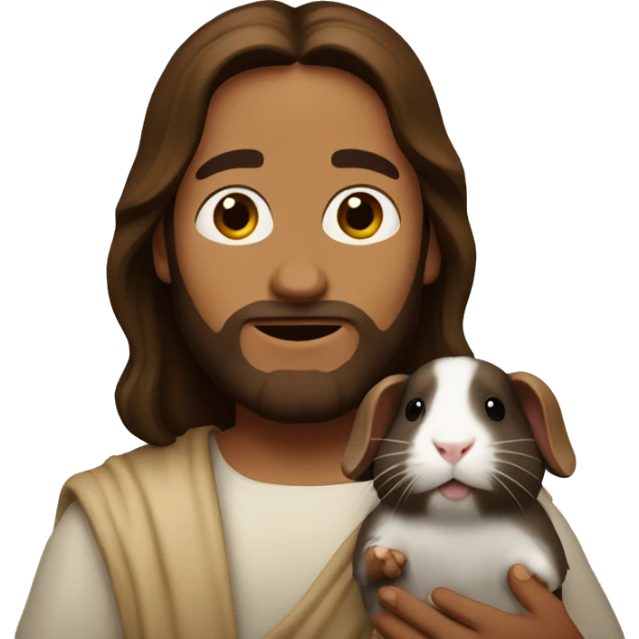 Jesus with dark brown guinea pig emoji