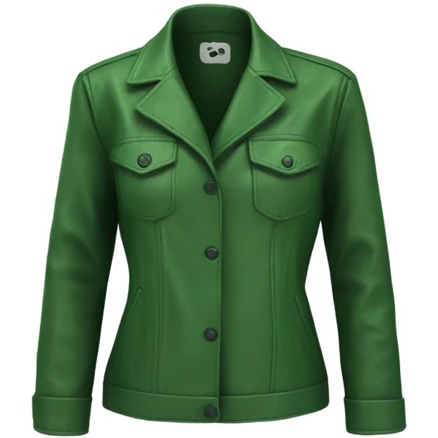 Green oversize womens open button up leather jacket  emoji