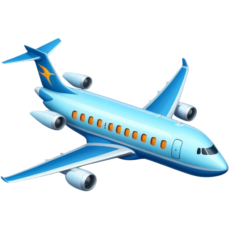 A wide-body aircraft with tall tail fins and glowing cabin windows cruising at high altitude.
 emoji