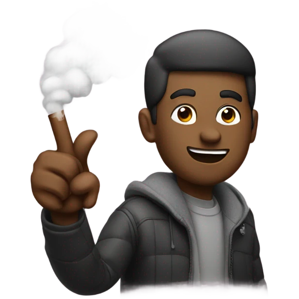 Guy smoking vape with thumbs up emoji