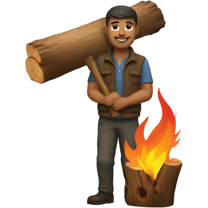 Man with fire wood emoji