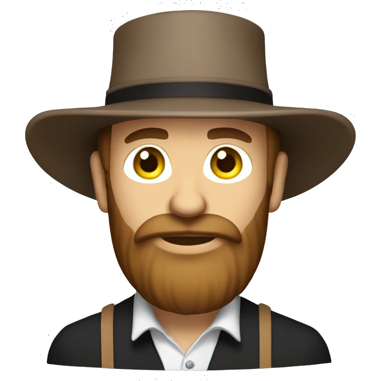 Amish man white with brown straw hat building a building with beard emoji