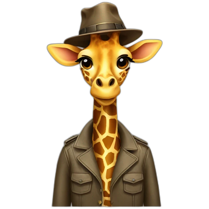 Giraffe with hat and jacket emoji