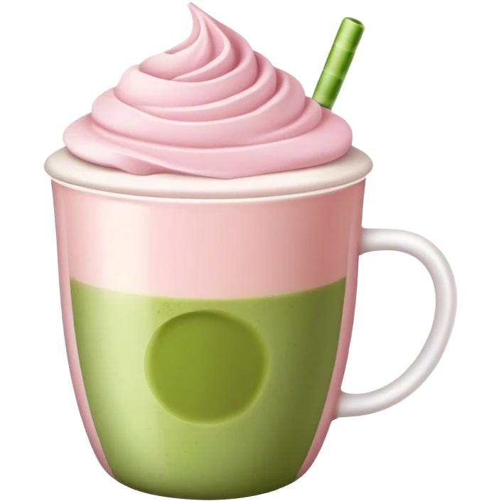 light pink cup with matcha latte emoji