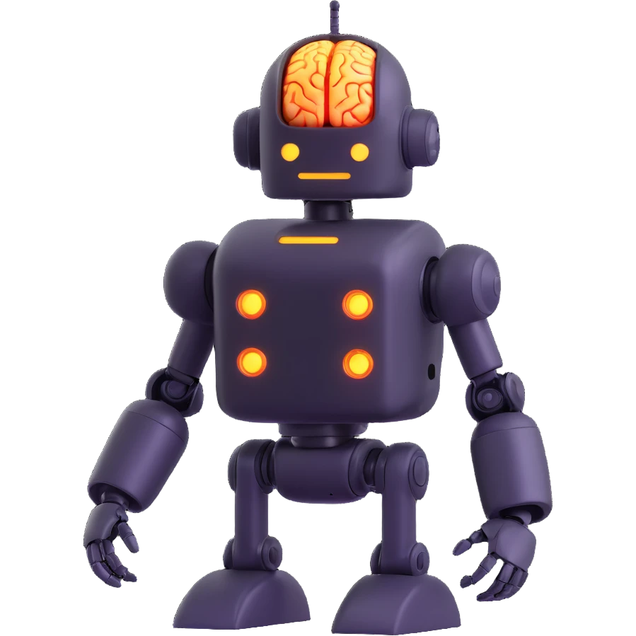robot with glowing brain representing artificial intelligence breakthroughs emoji