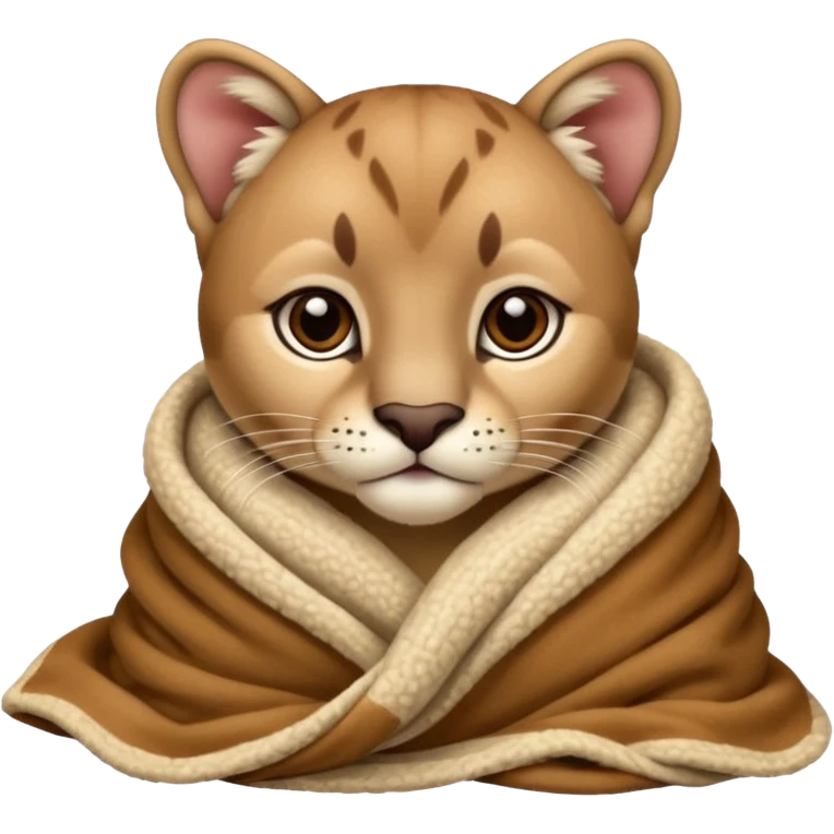 Cozy puma cougar cub in blanket emoji