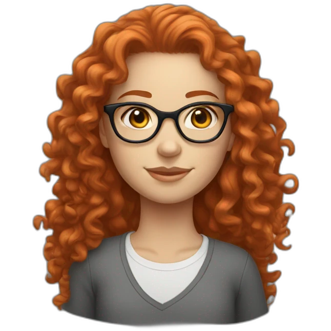 curly red hair white girl in glasses emoji