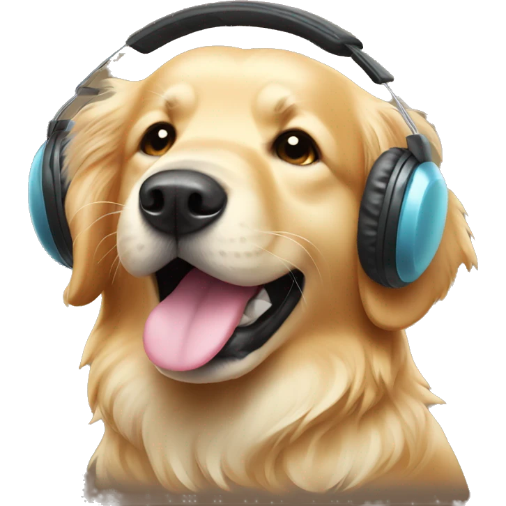 Golden retriever with earmuffs emoji