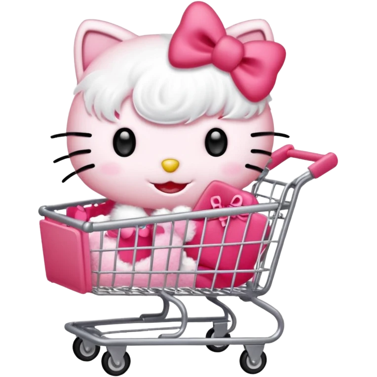 hello kitty pushing a shopping cart emoji