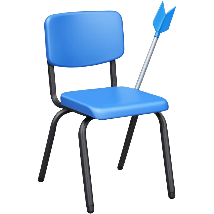 blue school plastic chair with arrow pointing away emoji