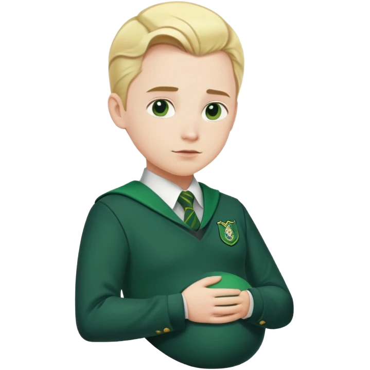 pregnant man in Slytherin uniform, short slicked-back blonde hair, pale skin emoji