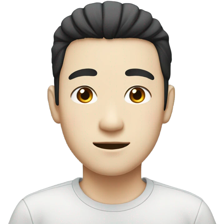 man from japan with white skin and black hair, wear casual shirt , closeout face emoji