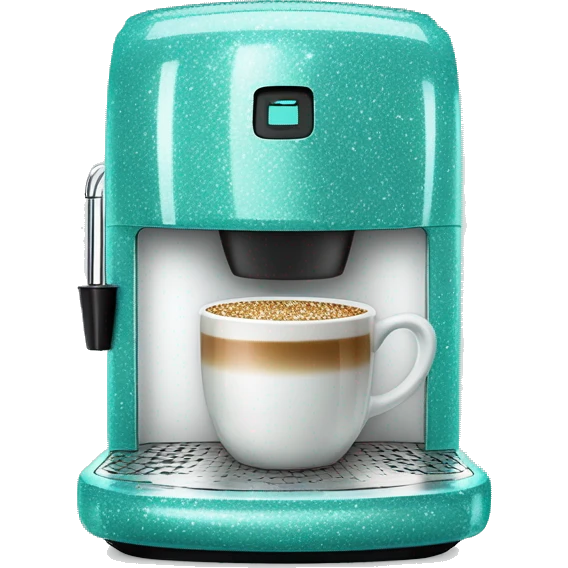 Realistic tiffany blue glitter keurig coffee machine.  emoji