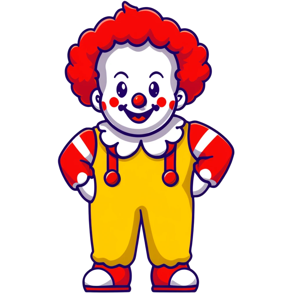 McDonald's clown with bright red curly hair and yellow T-shirt with red and white striped sleeves emoji
