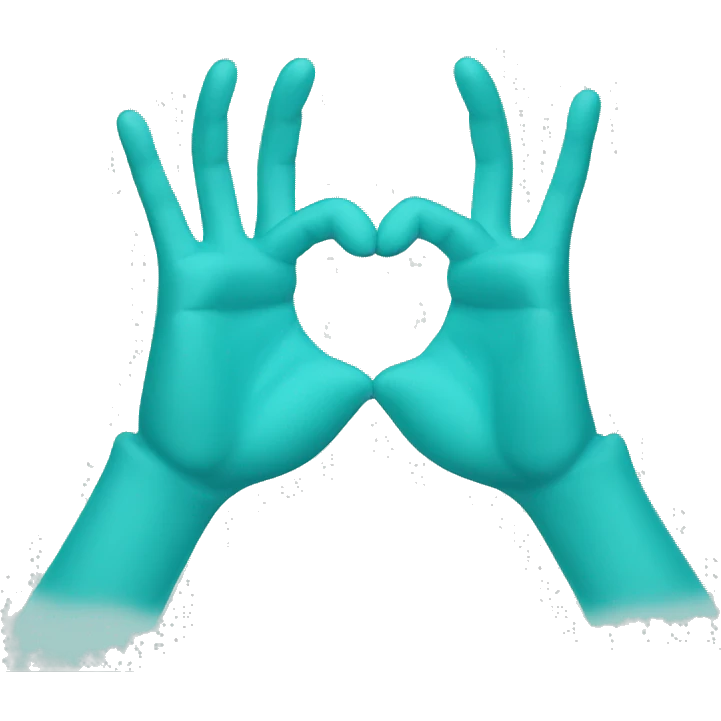 Turquoise blue heart hands emoji