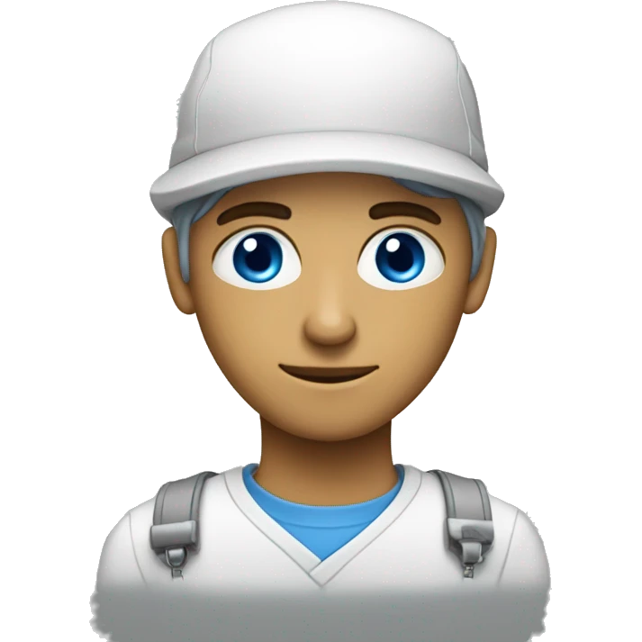 hard-working computer programmer white blue eyed emoji