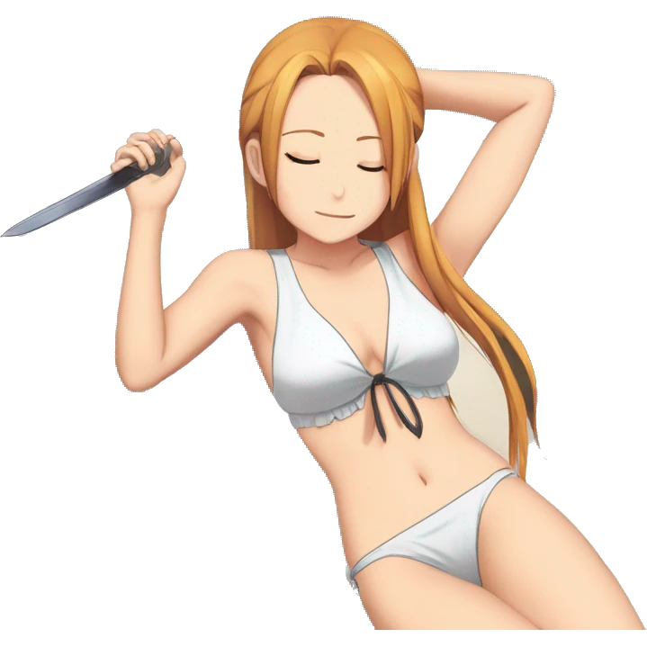 sleeping full body Asuna anime sword art online one piece swim suit emoji