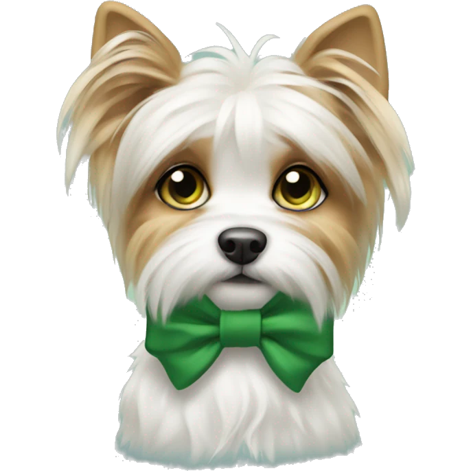 Biewer dog with green bow emoji