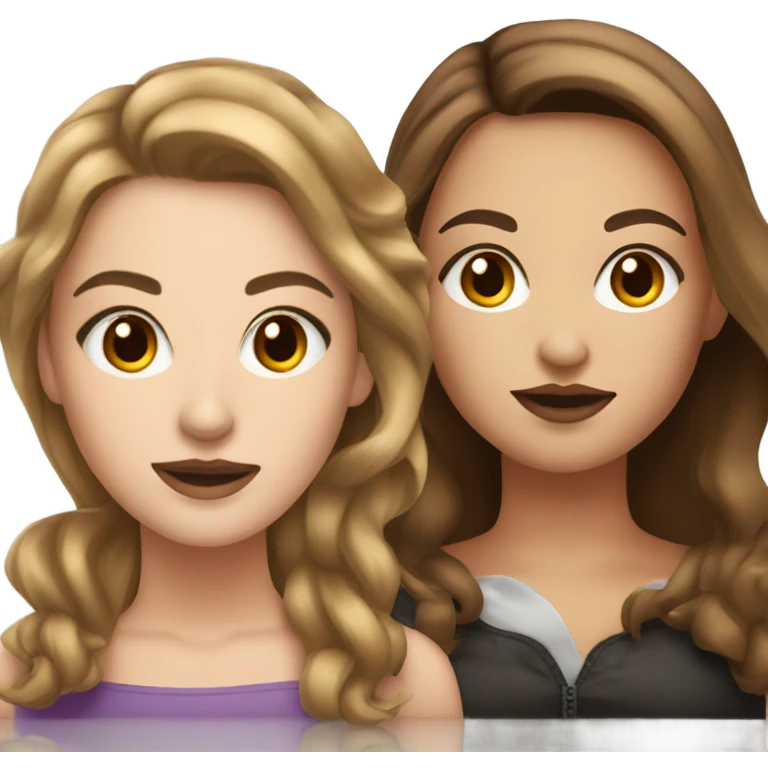 Makeup kit and white girl Brown hair emoji