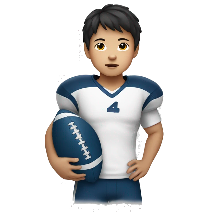 little asian korean boy with football pads  emoji