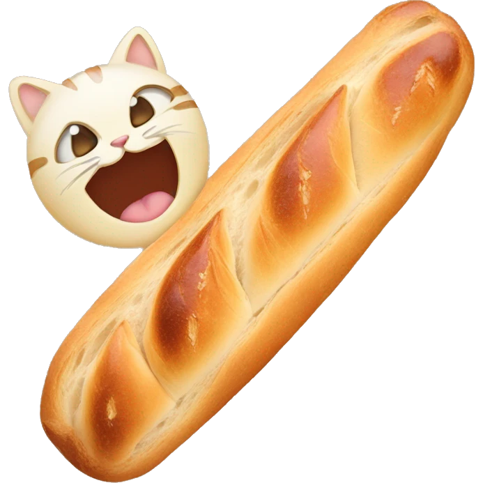 baguette with a cat face emoji