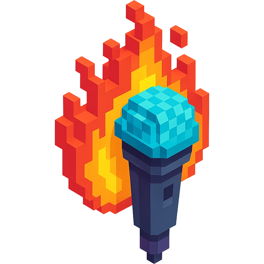 microphone with flames emoji