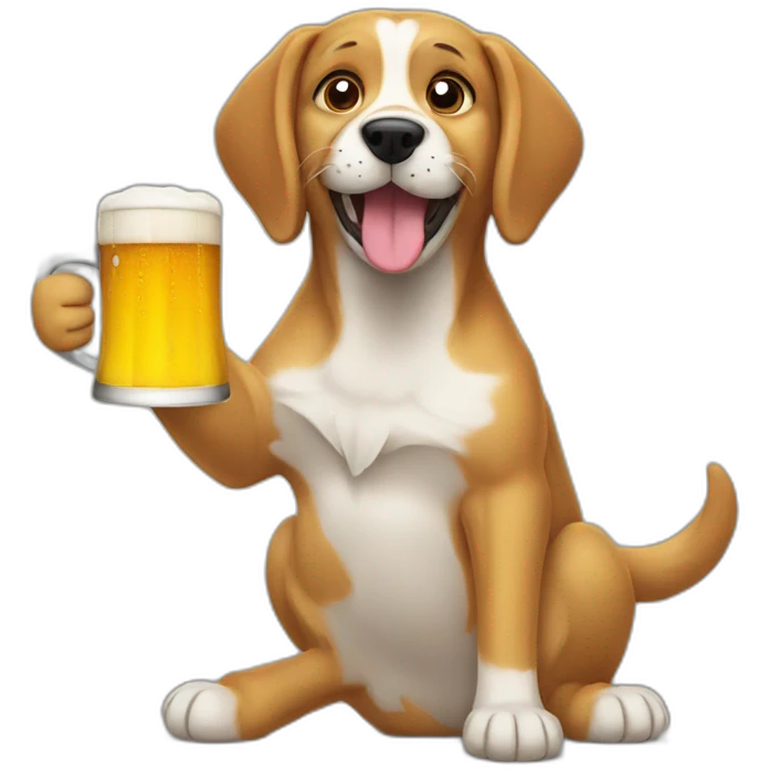 Dog drinking a beer emoji
