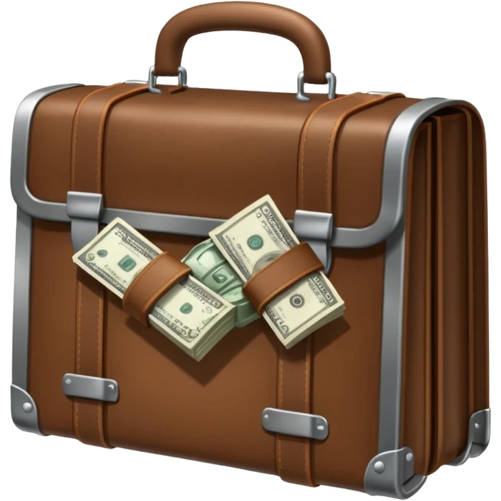 a briefcase with money, and in front of it a prison grate emoji